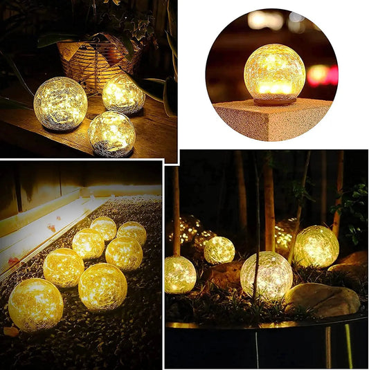 LuminaGarden™ Solar Cracked Glass Globe Pathway Lights