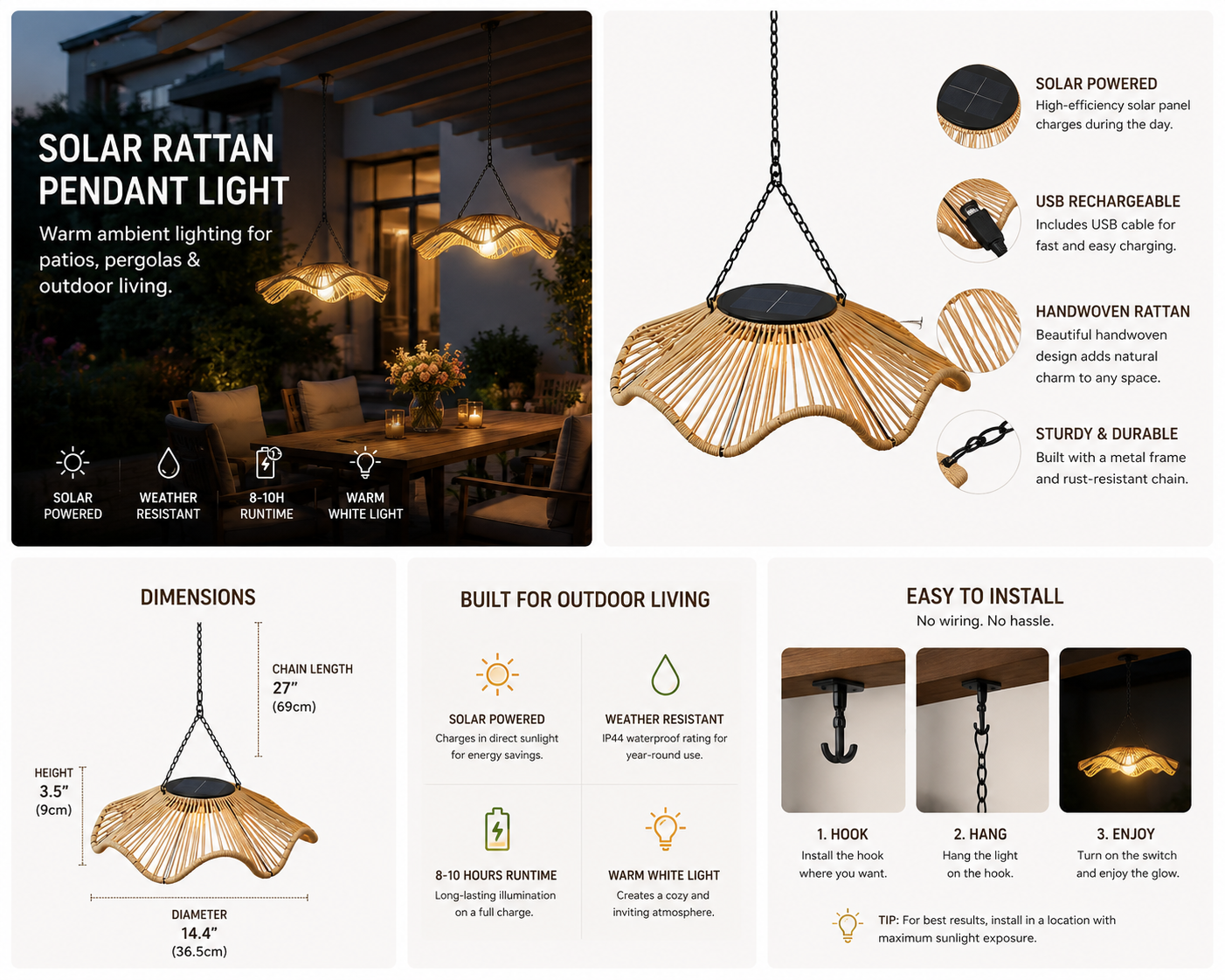 LuminaGarden™ Enchanting Solar Petal Pendant Lights