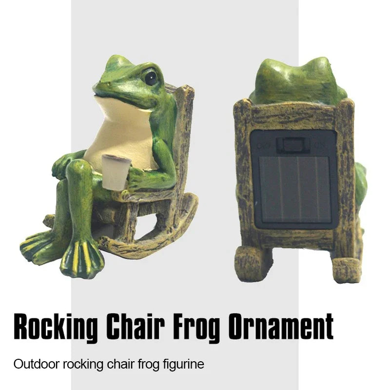 LuminaGarden Solar Frog Statues & Warm Light Garden Ornaments