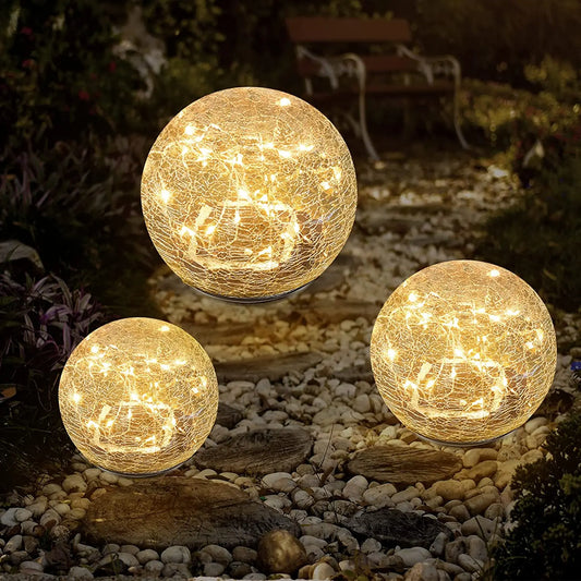 LuminaGarden™ Solar Cracked Glass Globe Pathway Lights