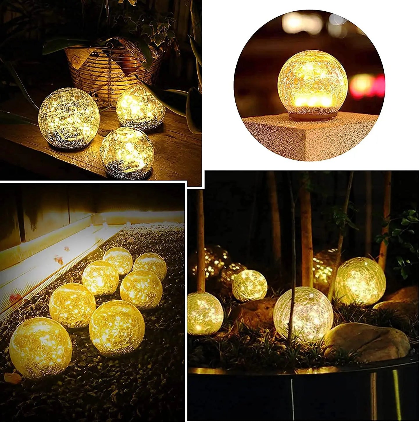 LuminaGarden™ Solar Cracked Glass Globe Pathway Lights