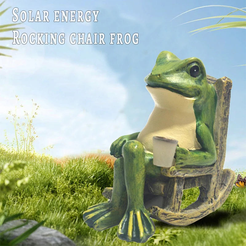 LuminaGarden Solar Frog Statues & Warm Light Garden Ornaments